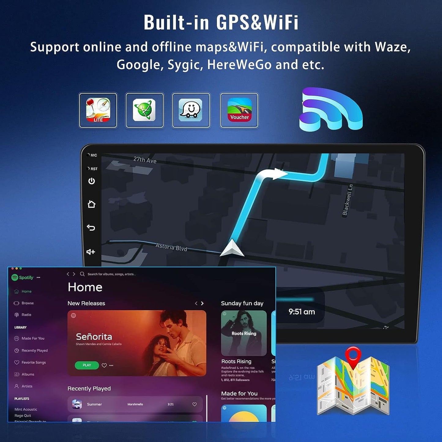 for Chevrolet Spark 2010-2015 Radio Android Stereo Navigation Replacement 9 inch Touch Screen Wireless Carplay WiFi with Camera