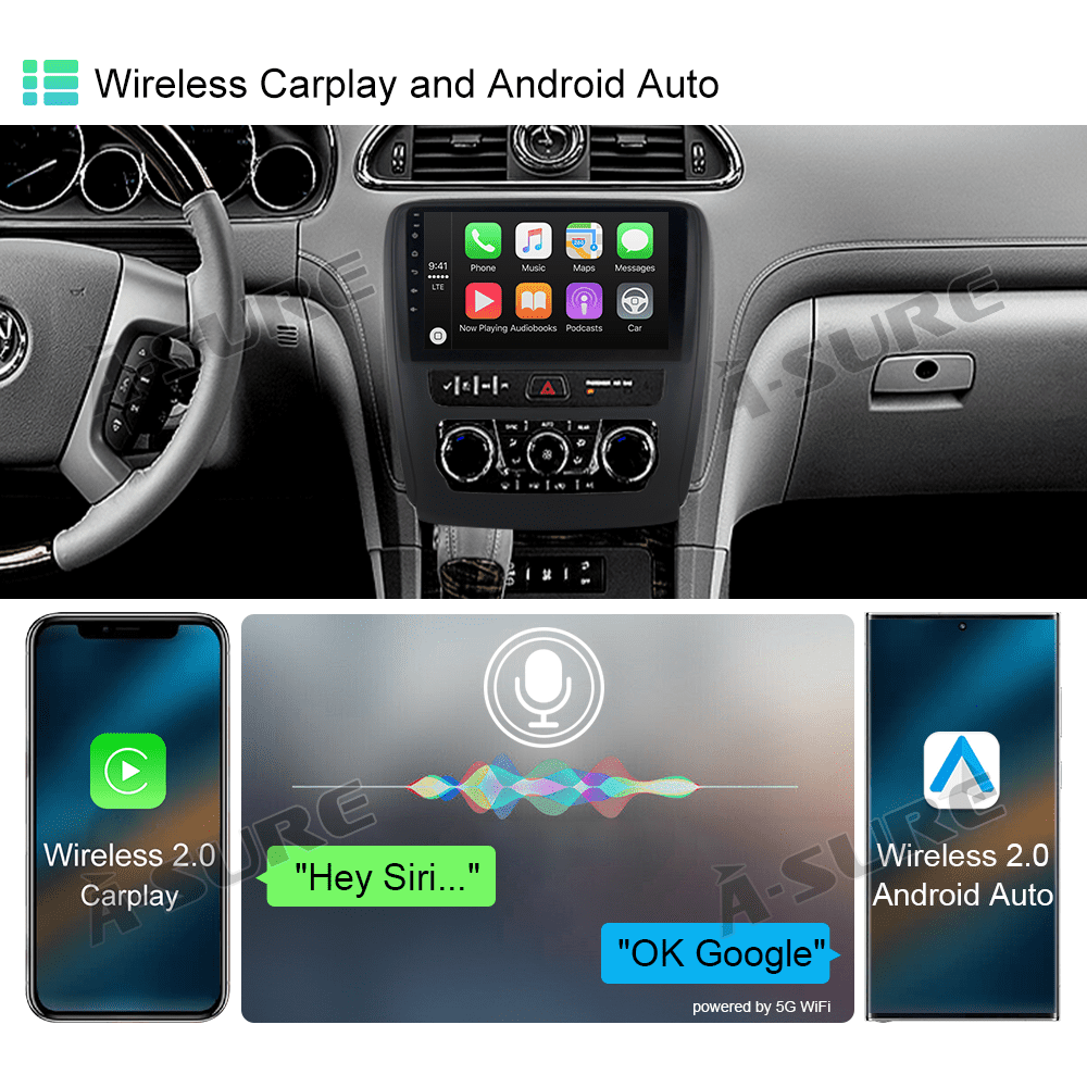 8-Core 4+64GB Android 13 Car Radio Stereo for Chevy Buick Enclave 2013-2017 GPS Navi Wireless CarPlay WiFi BT