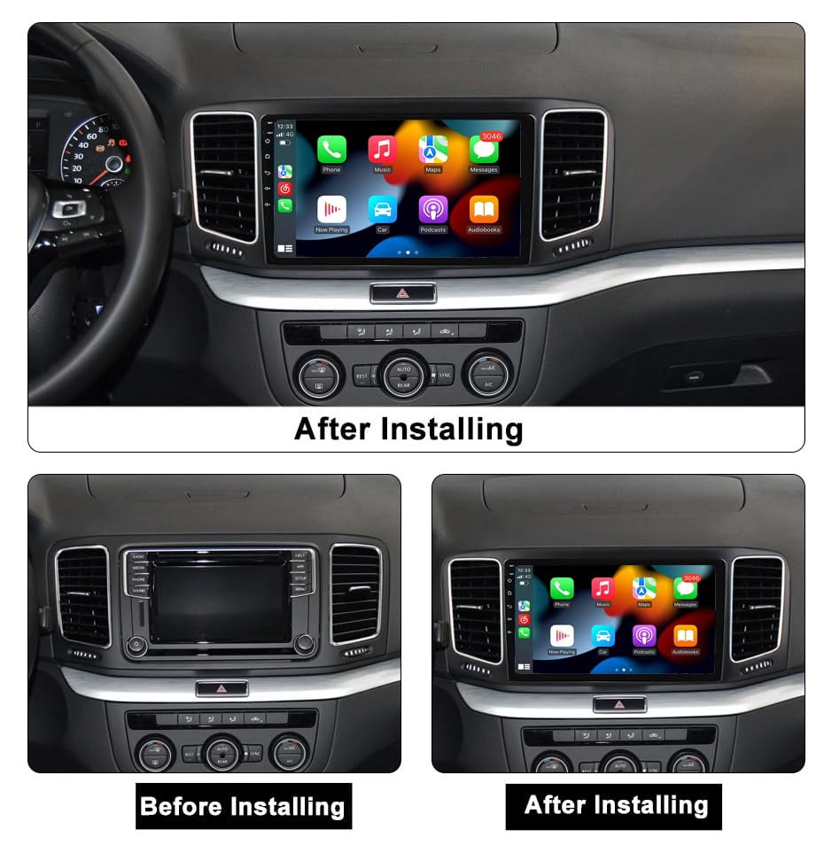 Sovob Car Stereo CarPlay Head Unit for Volkswagen Sharan 2012 2013 2014 2015 2016 2017 2018 Android Auto Touch Screen Sat Navi Bluetooth WiFi Radio Player