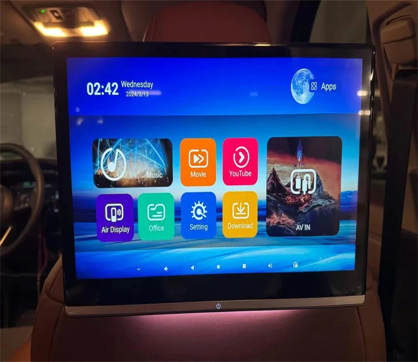 14'' HD 4K Car TV Screens Android 14.0 Headrest Monitor 8-Core CPU Cortex A98 5G WiFi HDMI Rear Seat Entertainment Syste