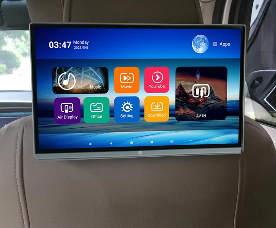 14'' HD 4K Car TV Screens Android 14.0 Headrest Monitor 8-Core CPU Cortex A98 5G WiFi HDMI Rear Seat Entertainment Syste