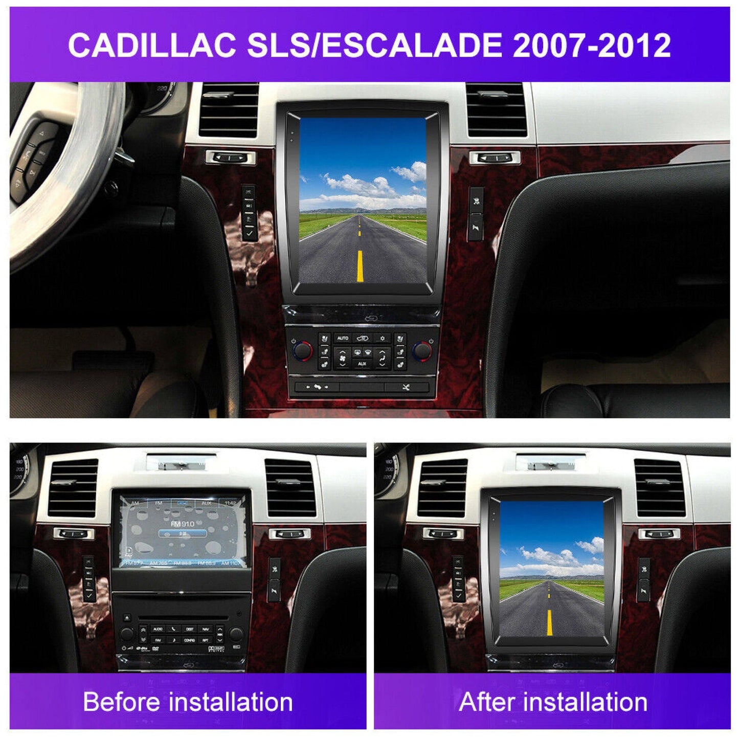 Zcargel 9.7" For Cadillac Escalade 2007-2014 Android 13.0 Car Stereo Radio Carplay GPS Navi BT FM Camera