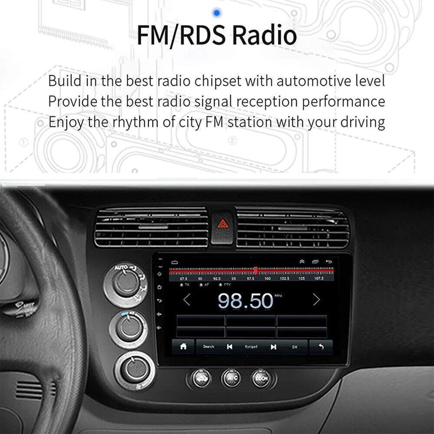 Zcargel 9 Inch For Honda Civic 2000 2001 2002 2003 2004 2005 Car Stereo Radio with Apple CarPlay and Android Auto, Android 13.0 Touch screen Head Unit with Backup 2GB+32GB Honda Android host