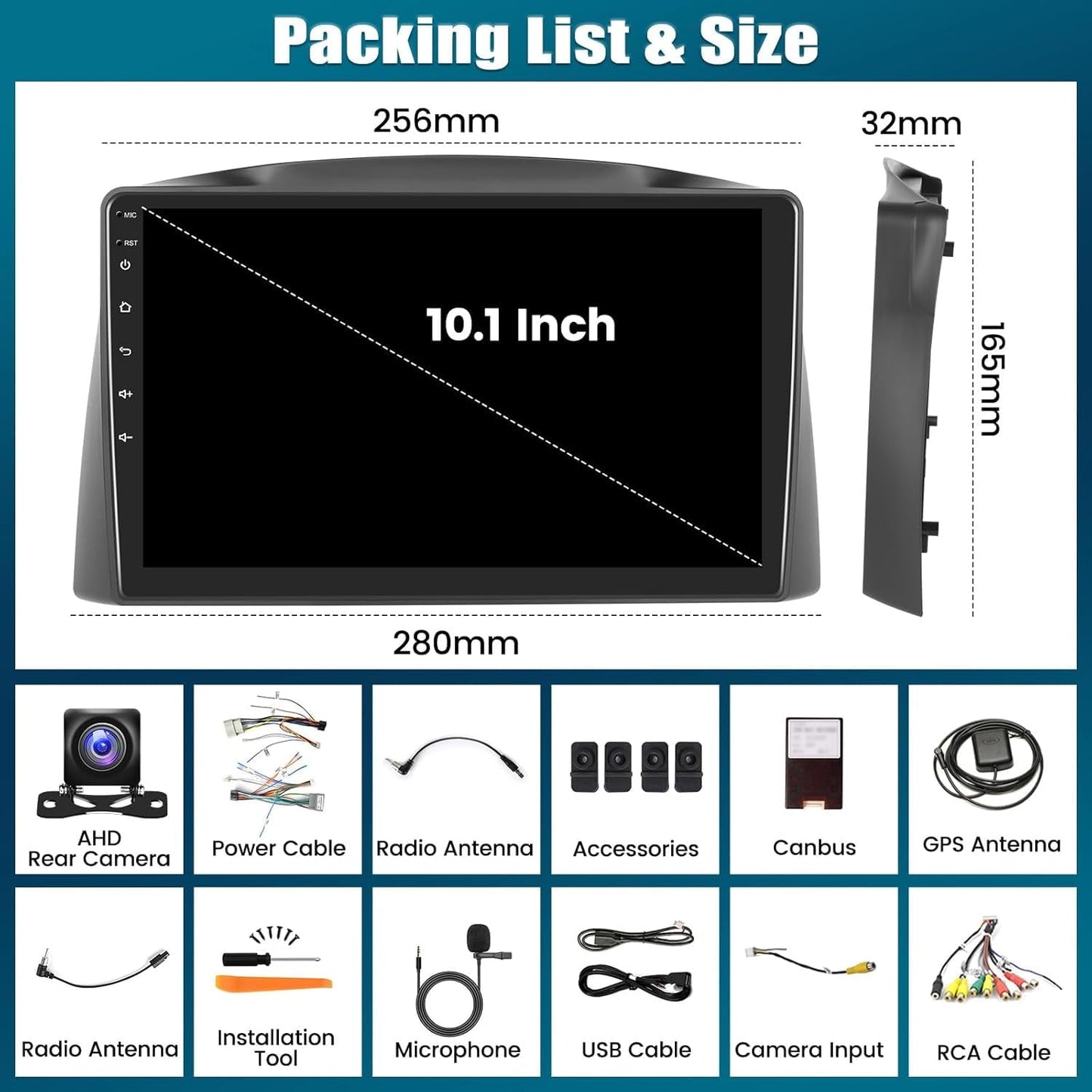 2 64G Android Car Stereo for Jeep Grand Cherokee 2005-2007 with Carplay&Android Auto 10.1 Inch Touch Screen Car Radio with GPS WiFi Bluetooth FM RDS Dual USB