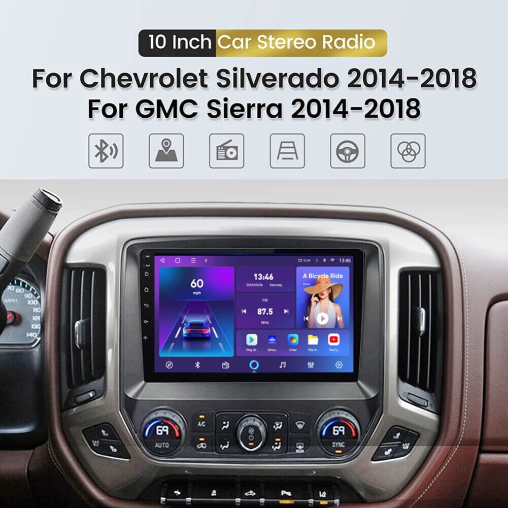 IKASEFU 10" Car Stereo Radio for Chevrolet Silverado GMC Sierra 2014-2018 Android 13 Wireless Carplay Android Auto with WiFi GPS Bluetooth FM/RDS SWC