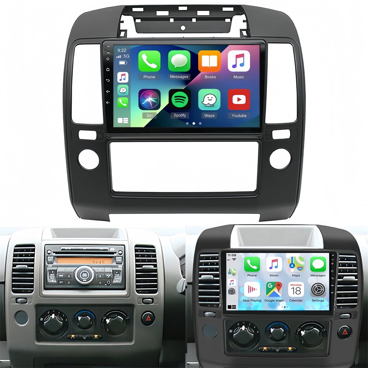 Guwzn Car Stereo Radio for Nissan Navara 2006-2012 9" Touchscreen 2+32G Vehicle GPS Navigation Wireless CarPlay Android Auto