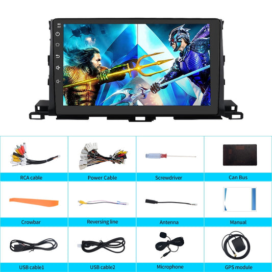 Awesafe Car Radio for Toyota Highlander 2014-2019 Built in Carplay/Android Auto,Android 12 Head Unit 2G RAM 32GROM with WiFi GPS Navigation Bluetooth Steering Wheel Control