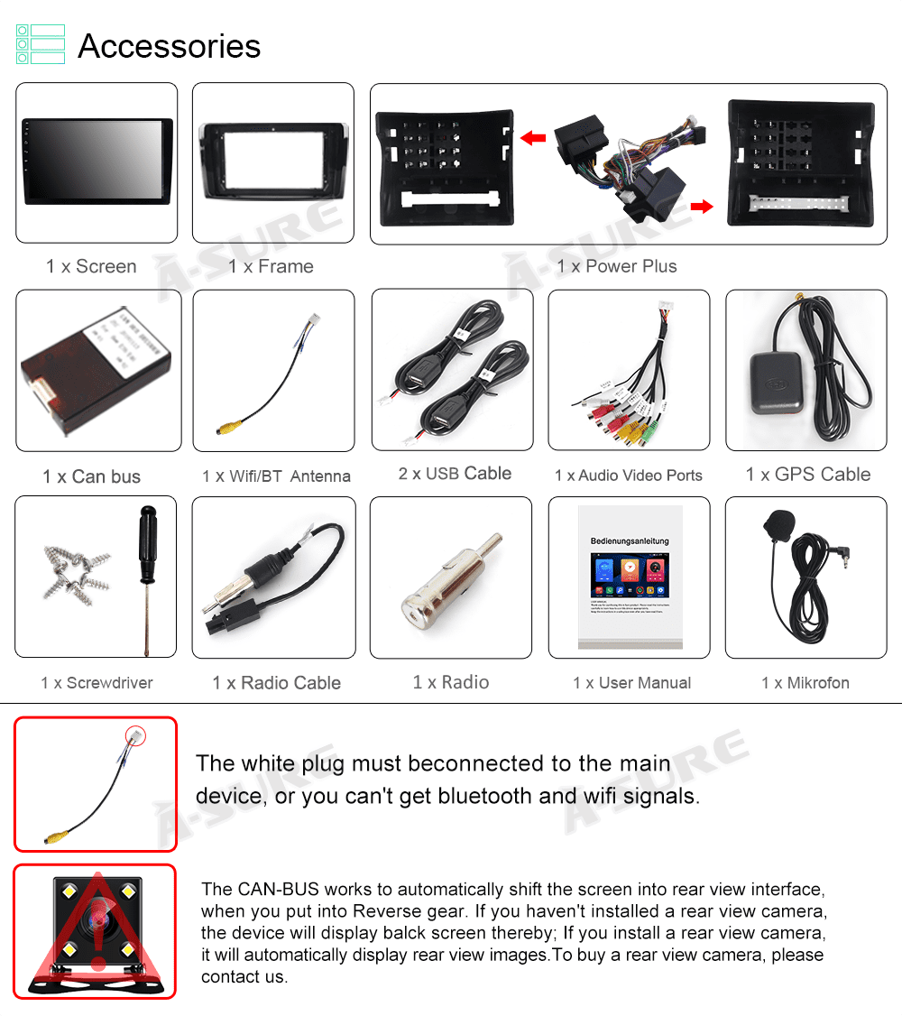 Mercedes-Benz Android Head Unit Junhua 9" CarPlay Android 12 Car Stereo for Mercedes-Benz ML-Class W164, GPS, Bluetooth, USB