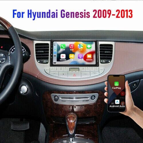 ikasus 4G+64G Android 13 Car Stereo Radio for Hyundai Genesis 2009-2013 Wireless Apple CarPlay Android Auto GPS Navigation 9” HD Touchscreen Bluetooth Car Radio FM/WiFi/HiFi Head Unit+Backup Camera