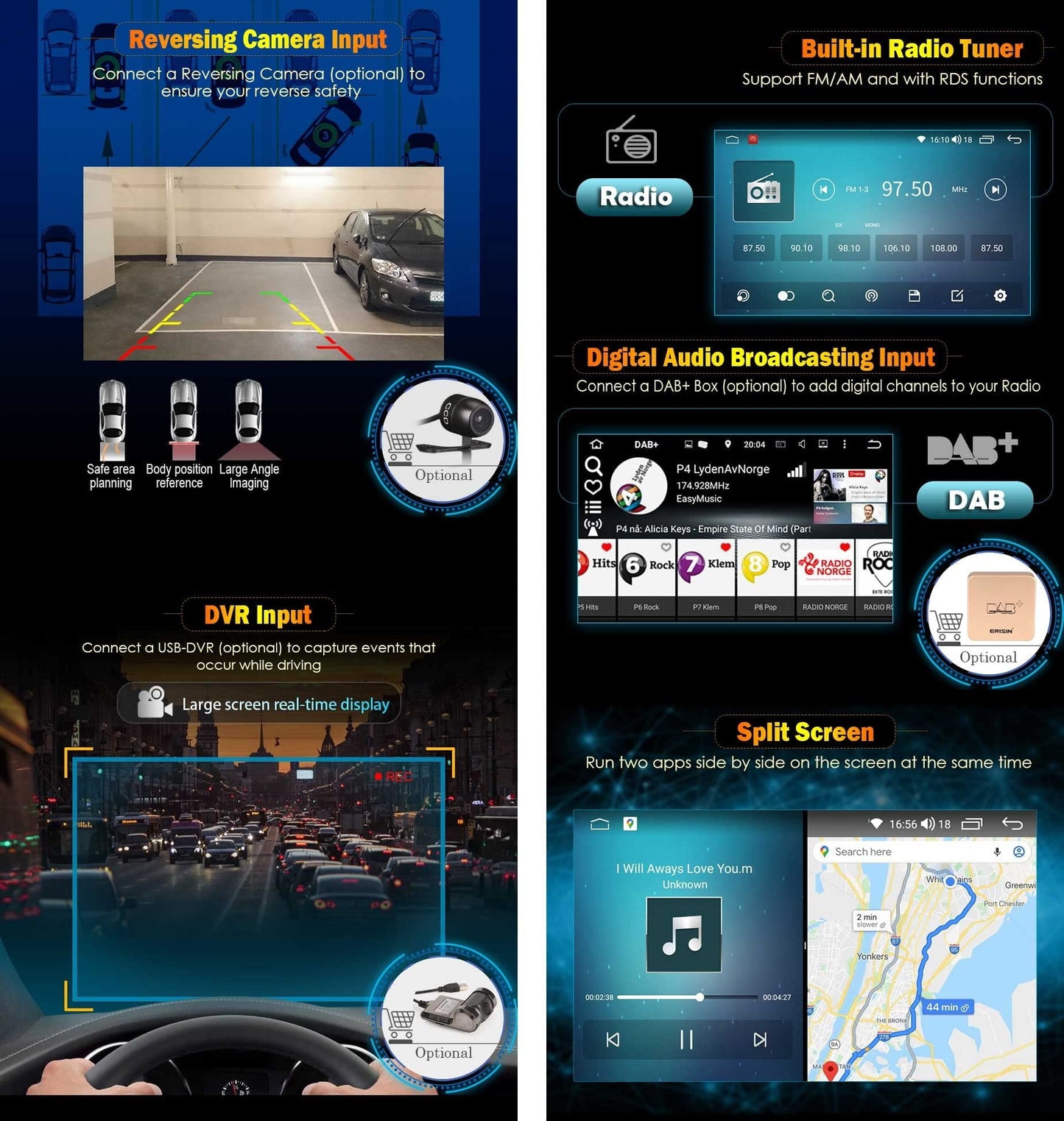Mercedes-Benz Android Head Unit Android 11 Octa Core 2+32GB Car Stereo Head Unit for Mercedes Benz ML/GL-Class W164 Sat Nav DAB+Radio Carplay Android Auto Bluetooth WiFi SWC Handsfree DVB-T2 GPS DSP