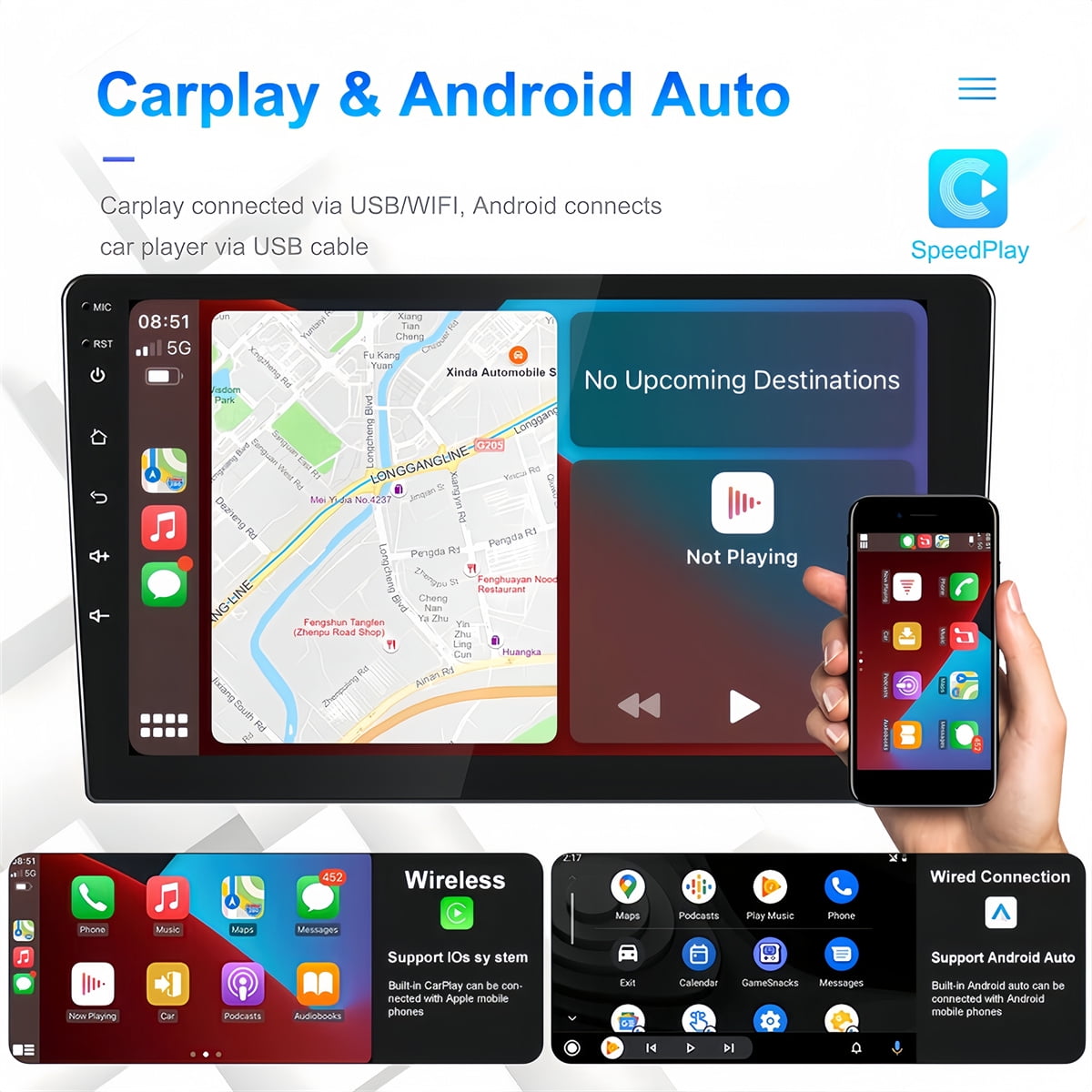 Guwzn Car Stereo Radio for Chevrolet Spark 2010-2015 9" Touchscreen 2+32G Vehicle GPS Navigation Wireless CarPlay Android Auto