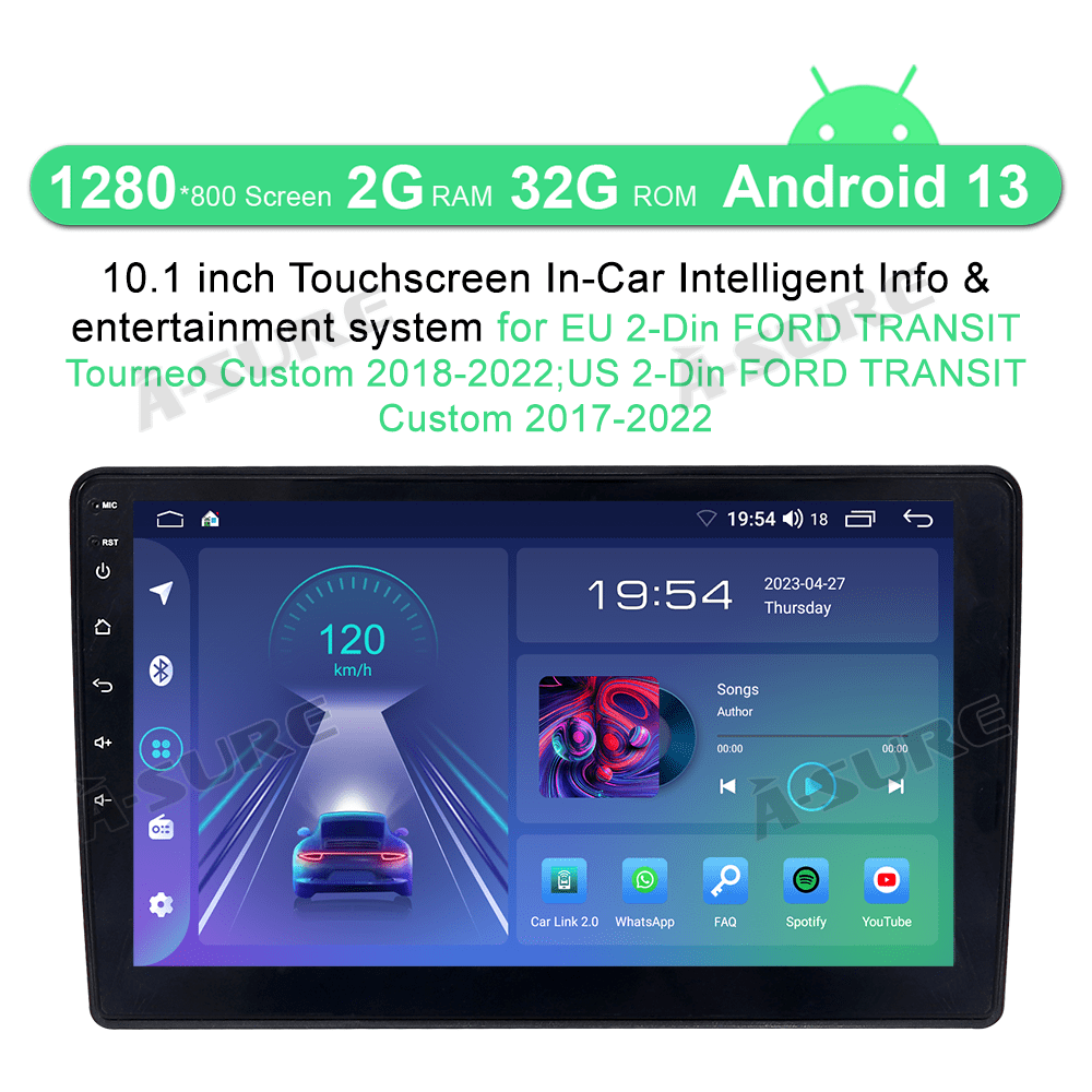 For 2017-2022 Ford Transit Custom 2-DIN Car Stereo Radio Android 13 Wireless CarPlay WiFi BT GPS DSP 2+32GB