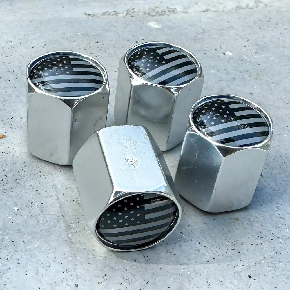 TACTILIAN Car Tire Valve Stem Caps for Tesla Model 3, S, X, Y Accessories (4 Pack) Leakproof Aluminum Tire Valve Caps with Rubber O-Rings Compatible with Tesla Model Y Accessories 2023Tesla Vehicle Accessories