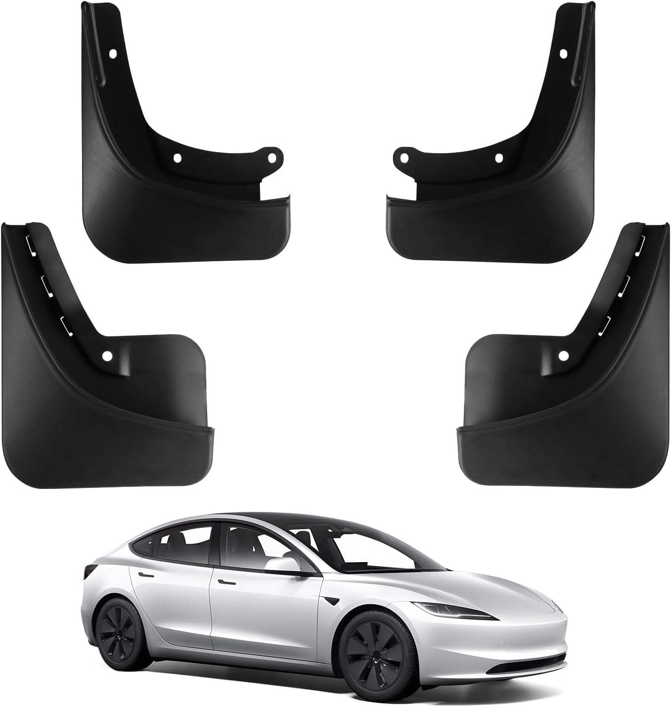 BASENOR 2025 Upgraded Tesla Model Y Mud Flaps Splash Guards Vehicle Sediment Protection No Drilling No Tape Mudflaps Tire Protector Mudflaps All Weather Tesla Exterior Accessories (Set of 4)Tesla Vehicle Accessories