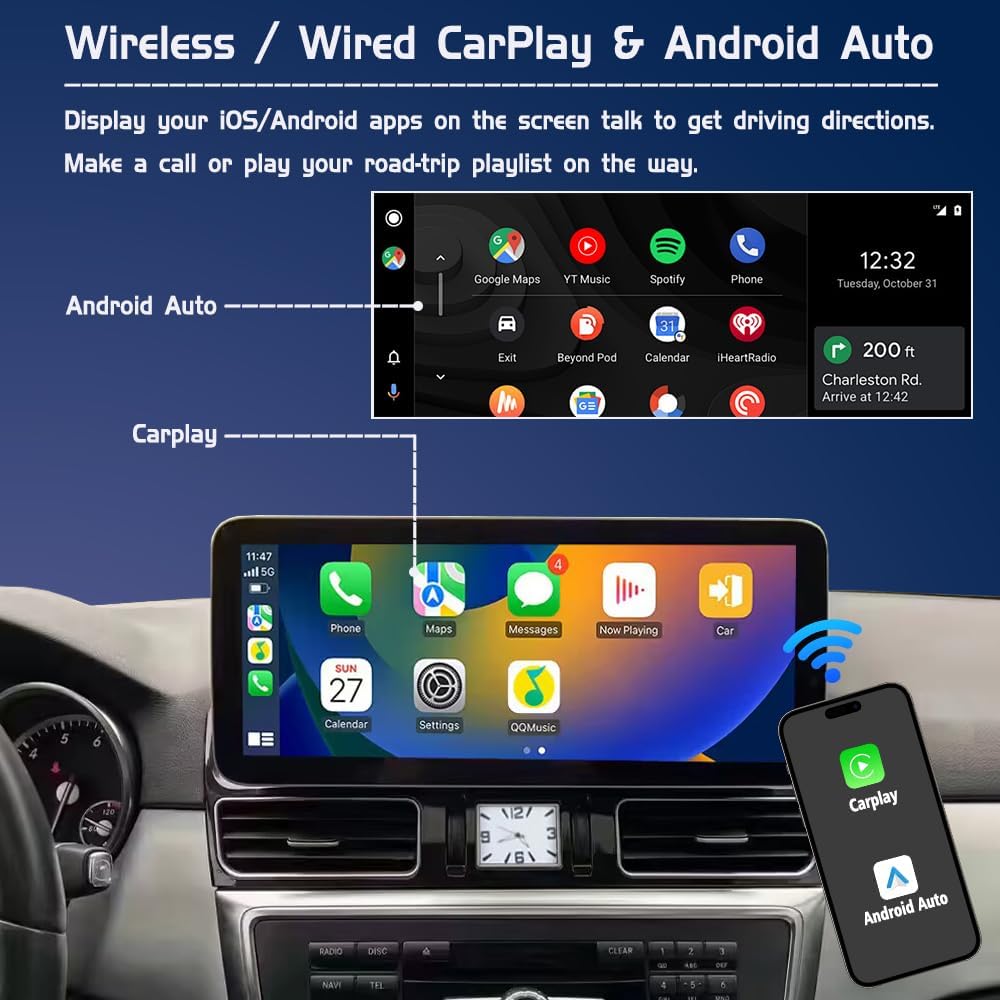 Mercedes-Benz Android Head Unit Android 13 Qualcomm 685 Chip Car Radio Dual System For Mercedes Benz ML W166 GL X166 GL300 ML350 NTG 4.5 2012-2015 Auto Stereo Replacement GPS Navigation CarPlay Android Auto Multimedia Player 8+128GB