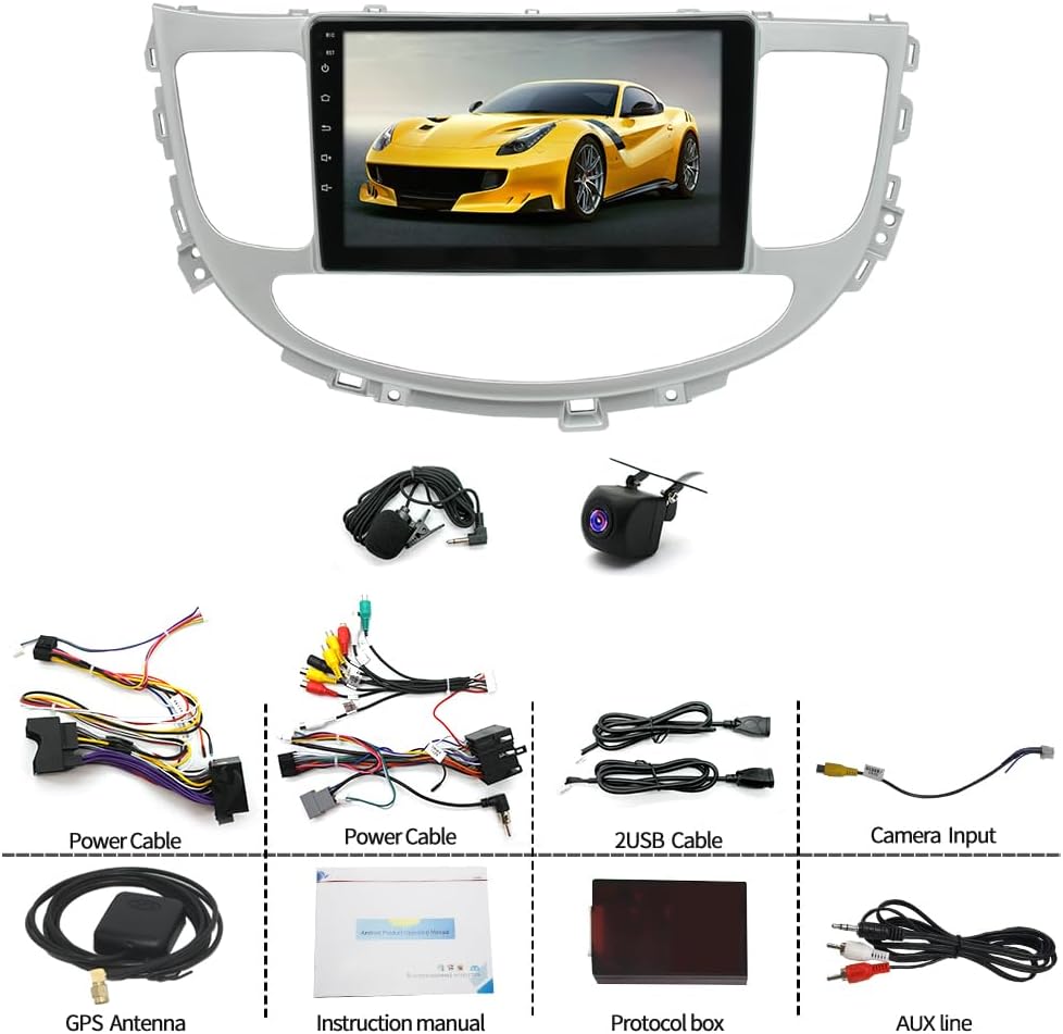 ikasus 4G+64G Android 13 Car Stereo Radio for Hyundai Genesis 2009-2013 Wireless Apple CarPlay Android Auto GPS Navigation 9” HD Touchscreen Bluetooth Car Radio FM/WiFi/HiFi Head Unit+Backup Camera