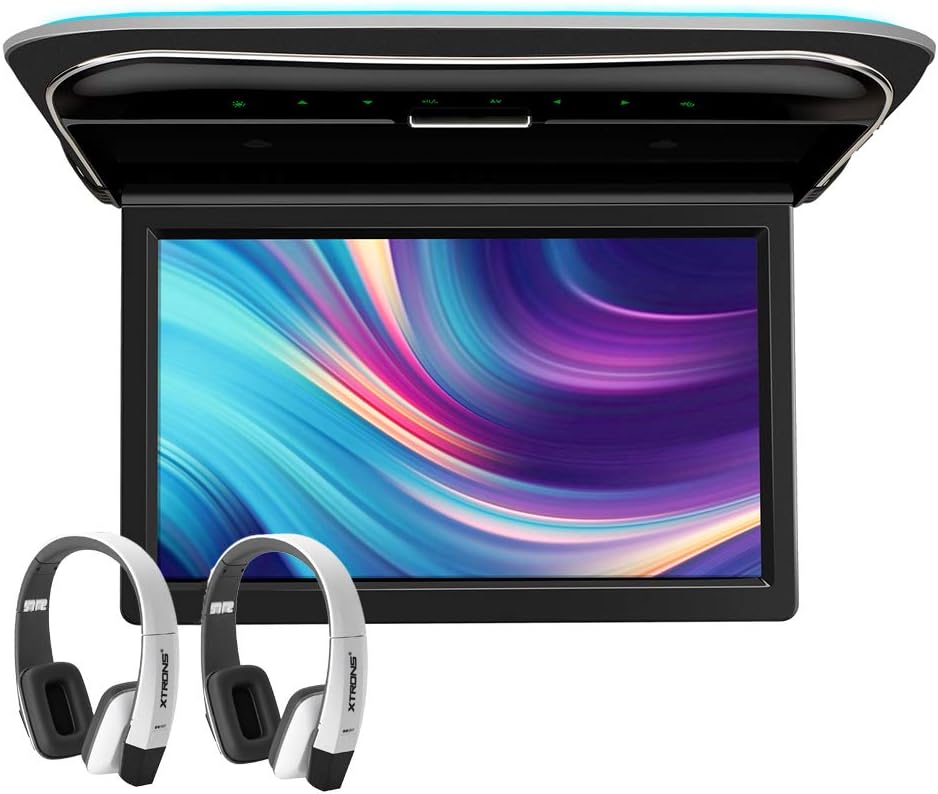 car displayXTRONS 11.6 Inch Car Overhead Roof Mounted Monitor Screen Ultra-Thin Flip Down TV for Cars 1080P Car Video Player with Built-in Speaker Support IR, USB, HDMI, AV Input (No DVD)