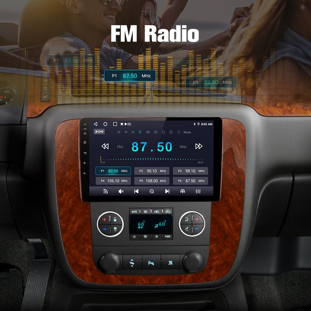 AWESAFE 2GB+32GB Android 13 Car Radio for GMC Yukon Chevrolet Chevy Silverado Tahoe Suburban 2007-2012 with Wireless Carplay Android Auto 9 inch Head Unit