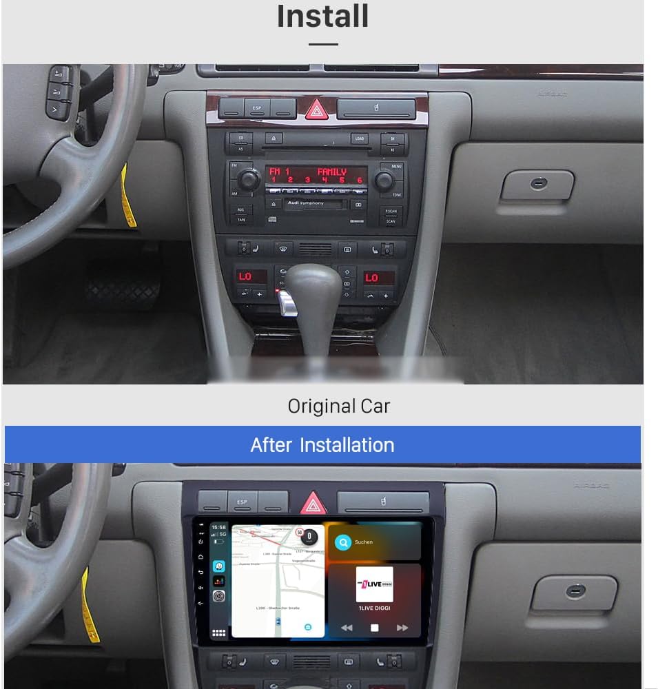 Compatible with: Audi A6 C5 4B 9" Touch Android Head Unit GPS Navigation CarPlay WiFi 4G SIM