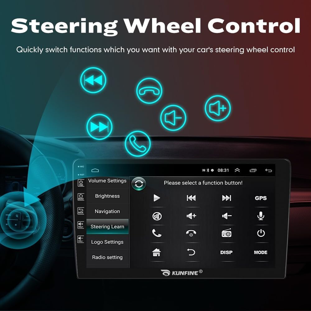 Kunfine CarPlay Android Auto Navigation Stereo GPS Radio Reverse Camera Display 9" IPS Touchscreen Headunit Tablet Pad Media Player for Hyundai Elantra Celesta 06-11, if Applicable Quad Core 2G+32G