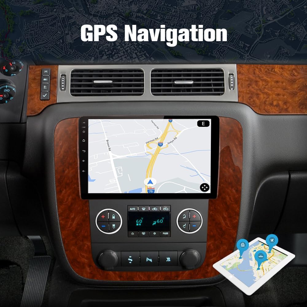 AWESAFE 2GB+32GB Android 13 Car Radio for GMC Yukon Chevrolet Chevy Silverado Tahoe Suburban 2007-2012 with Wireless Carplay Android Auto 9 inch Head Unit
