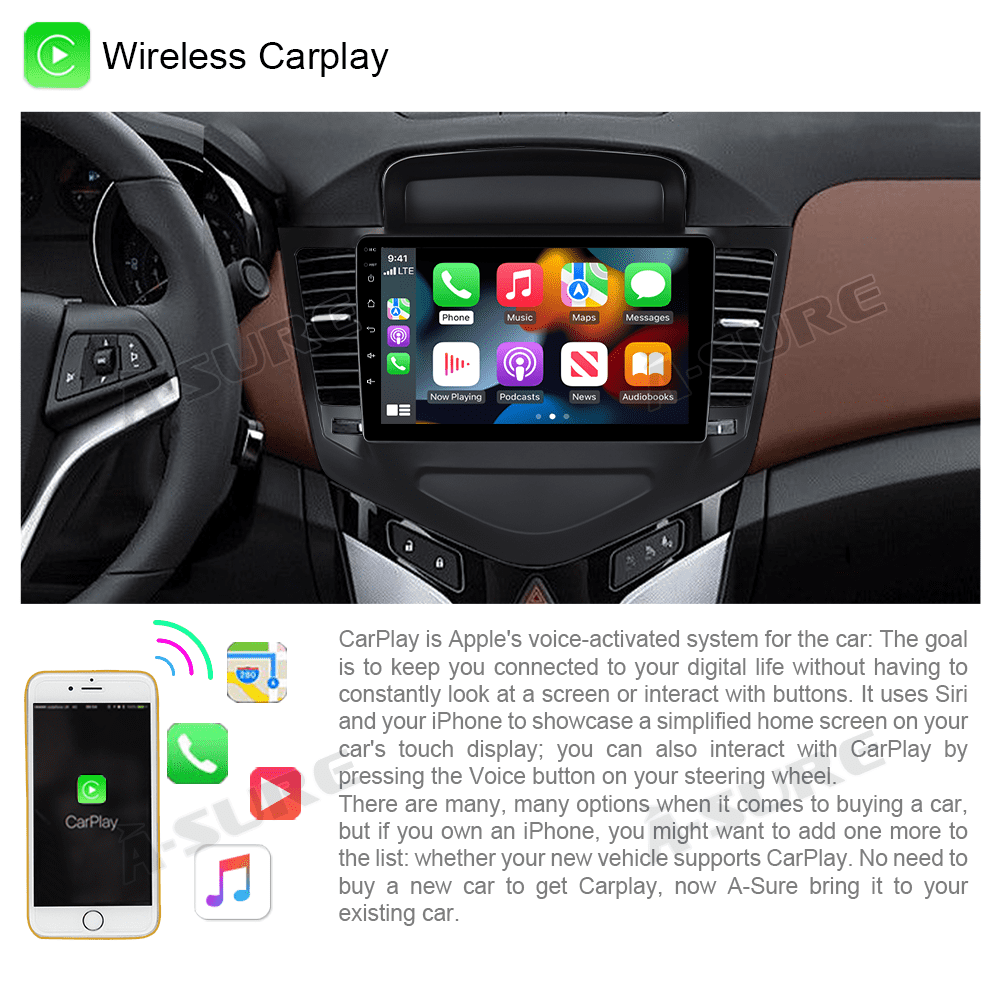 Junhua Android 10 Car Stereo Radio for Chevrolet Chevy Cruze 2008-2014, 9" Screen