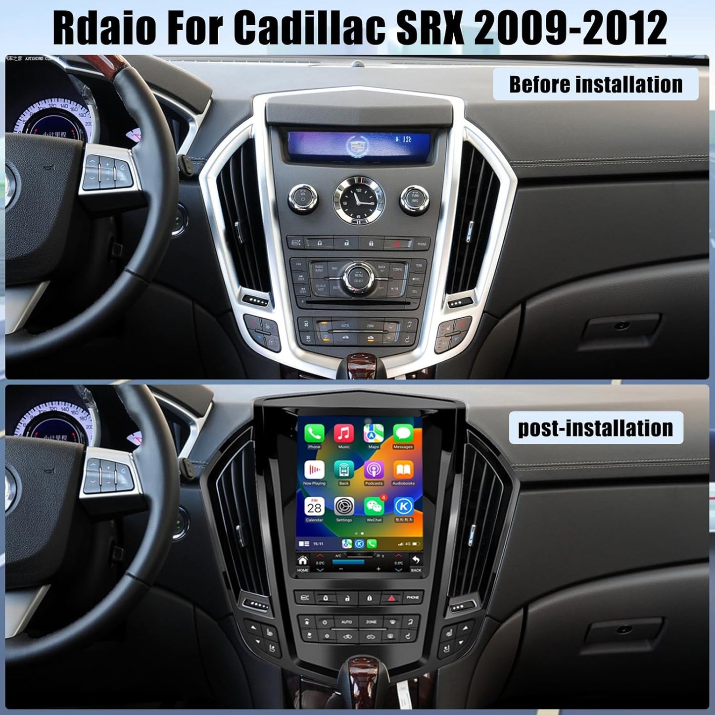 Android 13 Radio for Cadillac SRX 2009-2012 Android Radio 9.7-Inch Tesla Style IPS Touch Screen Stereo with Bluetooth 5.0 Carplay/Android Auto GPS Navigation (Black)