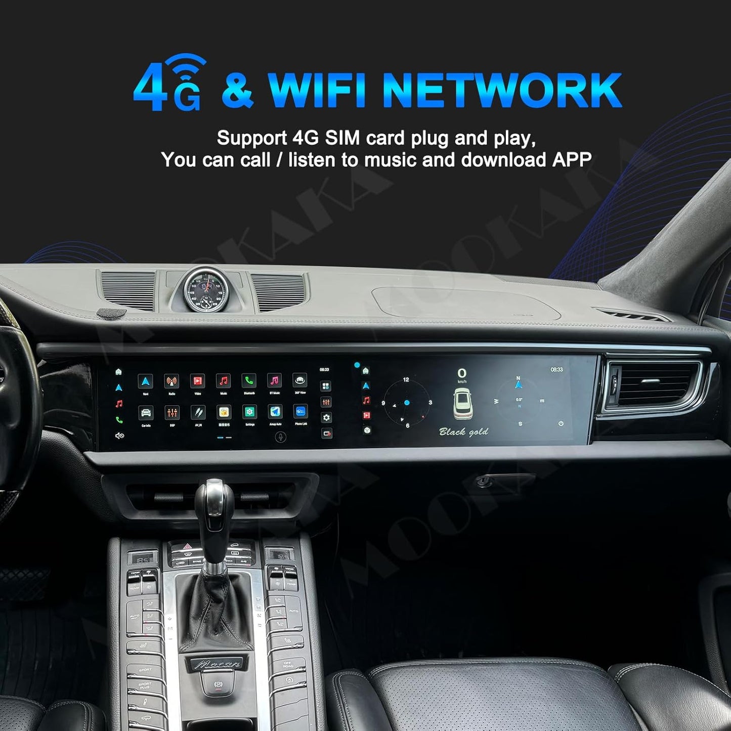 Dual Screen Android Car Radio GPS Navigation for Porsche Macan 2014-2017 Stereo Replacement 12.3 Inch IPS Touch Screen Multimedia Player Auto Radio Modify 2024 (PCM 3.1, 8-256GB)