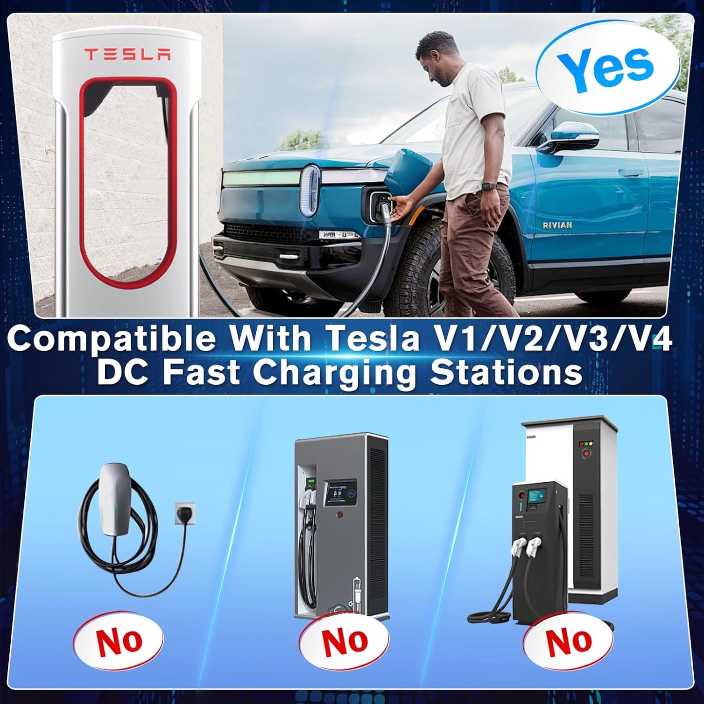 NACS to CCS1 Charging Adapter Tesla Supercharger Adapter 500A/1000V Max 250KW NACS to CCS Electric Vehicle Fast DC Charging Adapter Compatible with Ford,GM,Volvos,and Polestar EVsTesla Vehicle Accessories