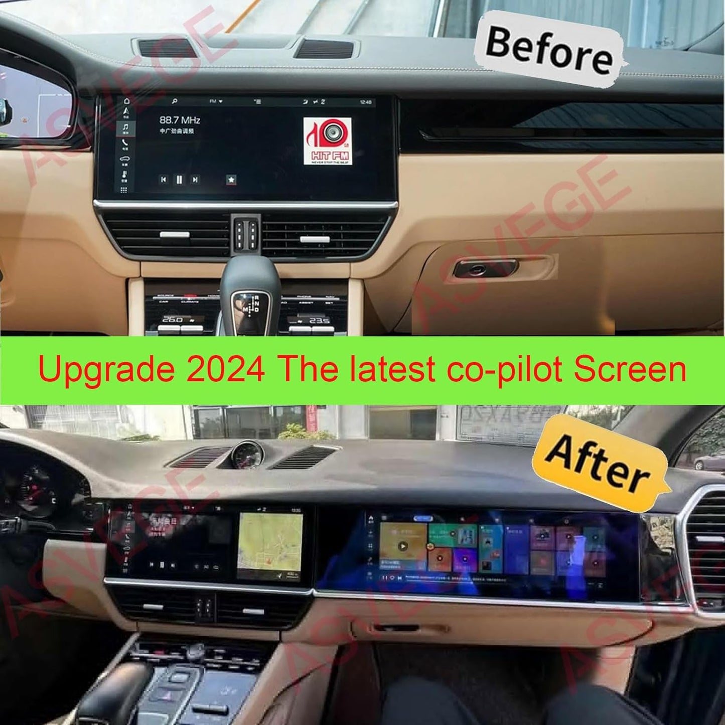 14.9" Upgrade 2024 Co Pilot Screen for Porsche Cayenne 955 957 GTS Android 2017-2023 Car Auto Stereo GPS Multimedia Player Navigation (Brown, 4+32GB)