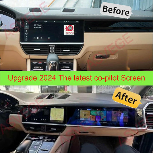 14.9" Upgrade 2024 Co Pilot Screen for Porsche Cayenne 955 957 GTS Android 2017-2023 Car Auto Stereo GPS Multimedia Player Navigation (Brown, 4+32GB)