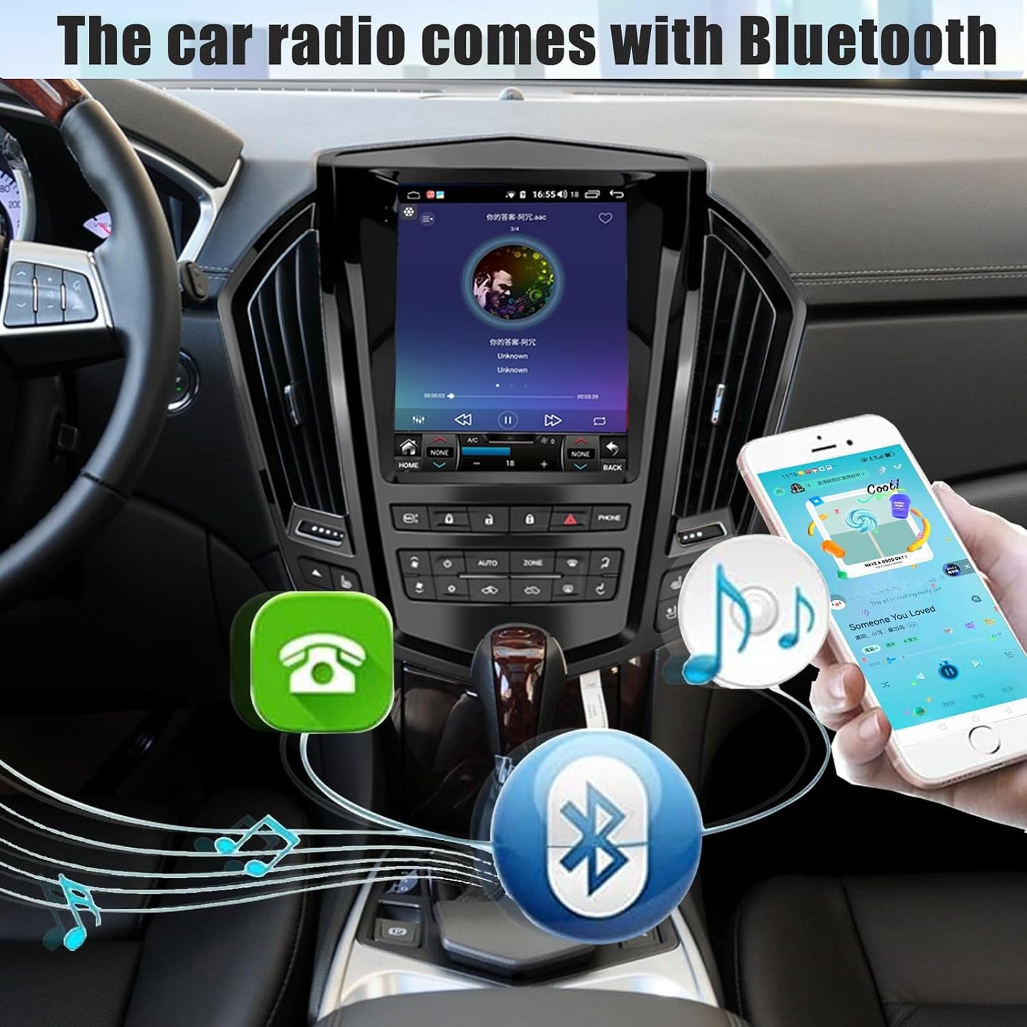 Android 13 Radio for Cadillac SRX 2009-2012 Android Radio 9.7-Inch Tesla Style IPS Touch Screen Stereo with Bluetooth 5.0 Carplay/Android Auto GPS Navigation (Black)