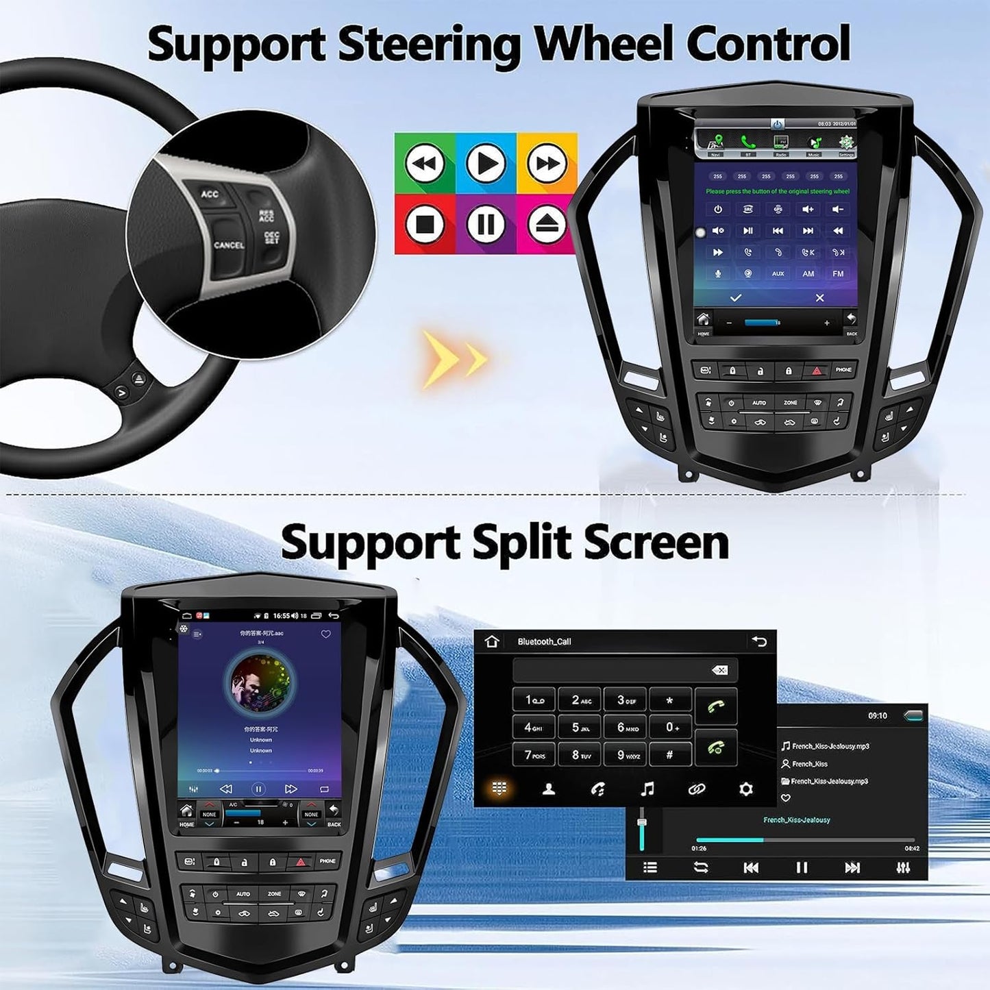 Android 13 Radio for Cadillac SRX 2009-2012 Android Radio 9.7-Inch Tesla Style IPS Touch Screen Stereo with Bluetooth 5.0 Carplay/Android Auto GPS Navigation (Black)