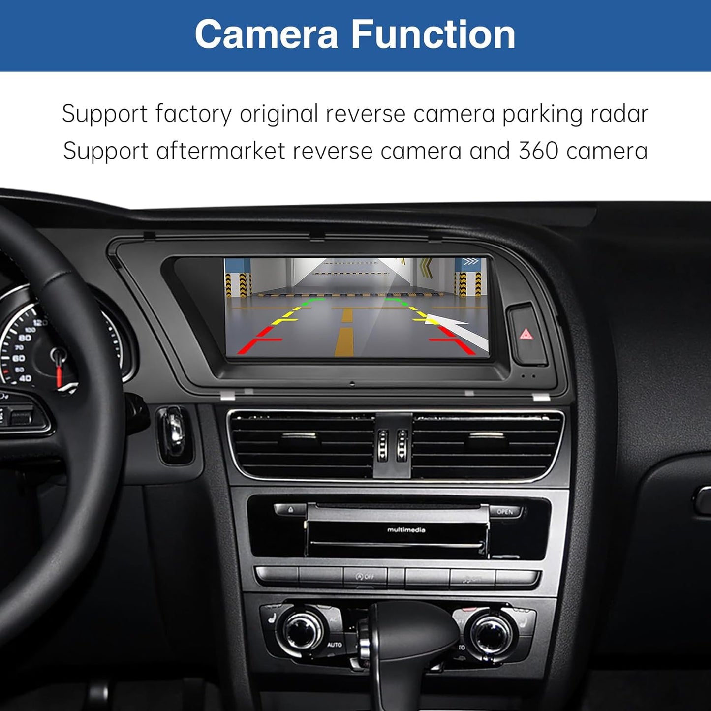 Road Top 8.8 Inch Car Touchscreen Wireless CarPlay Android Auto for Audi A4 A5 2009-2015 Year with 3GMMI, Car Radio Stereo Multimedia Screen, Support Navigation, Mirrorlink