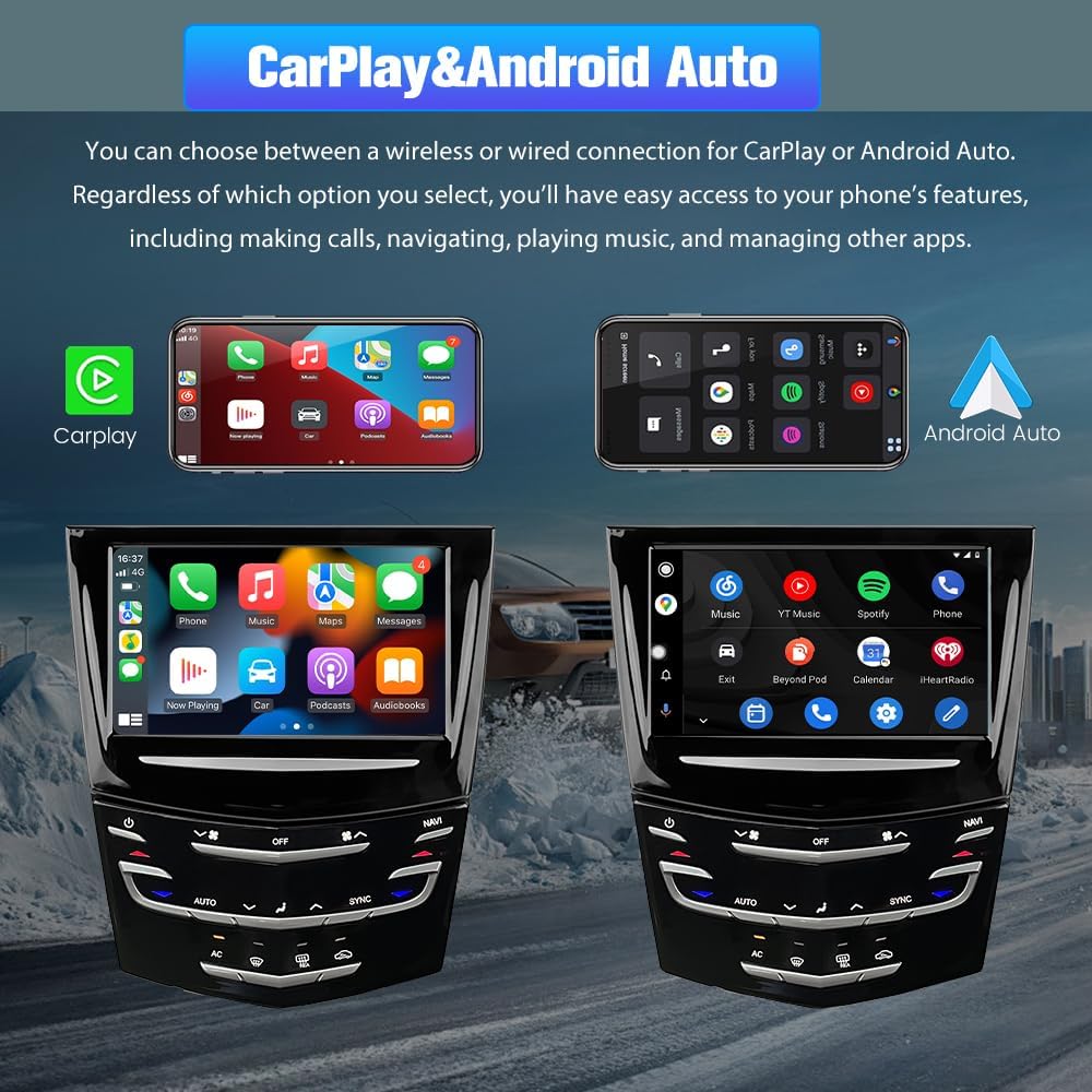 AWESAFE Android System Radio Replacement Compatible with 2013-2020 Cadillac Escalade ATS CTS SRX XTS ELR Replace 23243166 20867045, T-Style Multimedia Player Head Unit Navigation-4GB RAM 64GB ROM