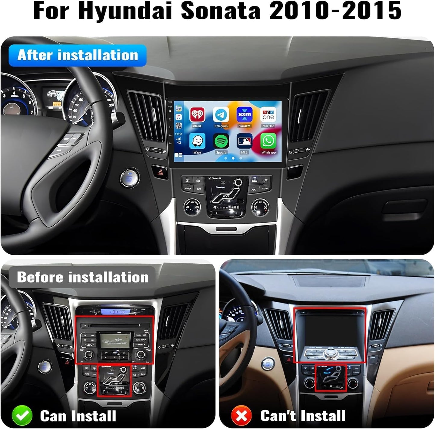 Camecho (2+64G) Android 13 Car Stereo Compatible with Hyundai Sonata 2010-2015, Head Unit with Carplay Android Auto,9" Touch Screen Car Stereo Radio with Bluetooth HiFi FM/RDS GPS/WiFi