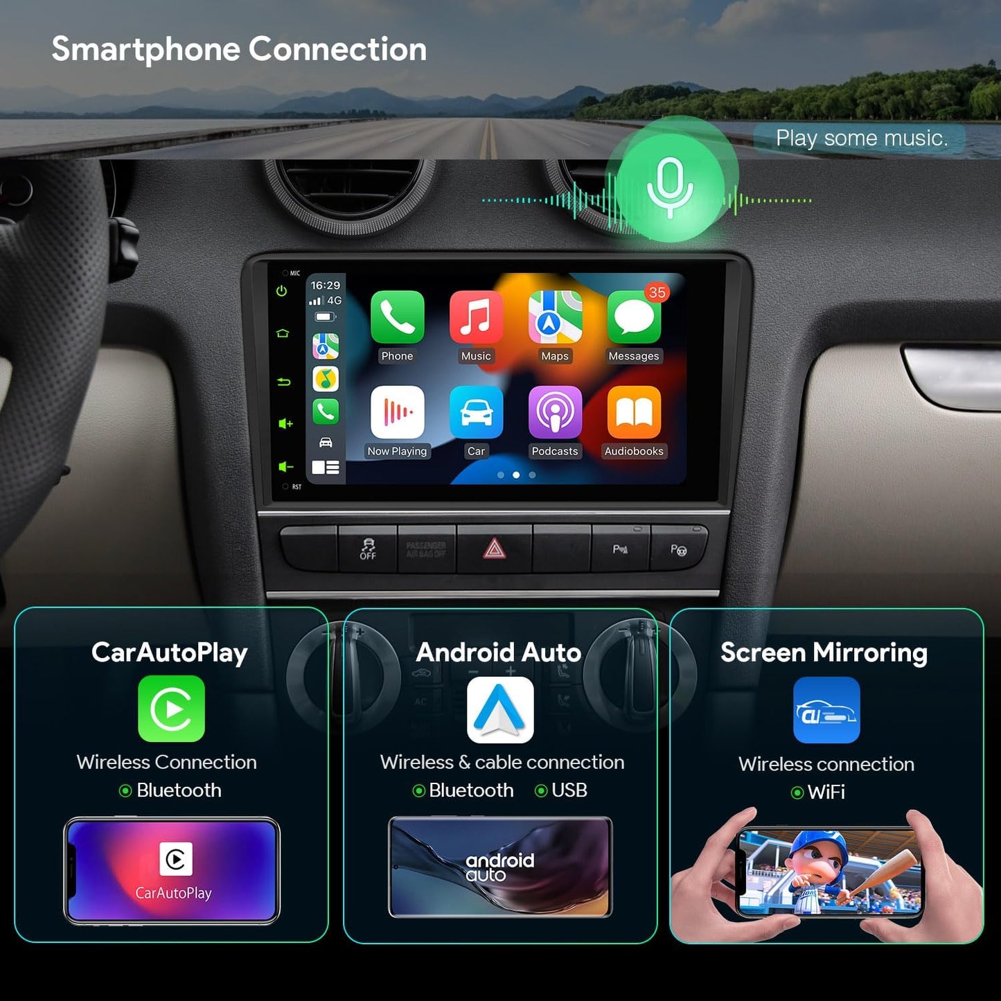 XTRONS Car Stereo for Audi A3 S3 RS3, Android 13 Octa Core 4GB+64GB Car Radio, 8 Inch IPS Touch Screen GPS Navigation for Car Bluetooth Head Unit, Built-in DSP Car Play Android Auto Support 4G LTE