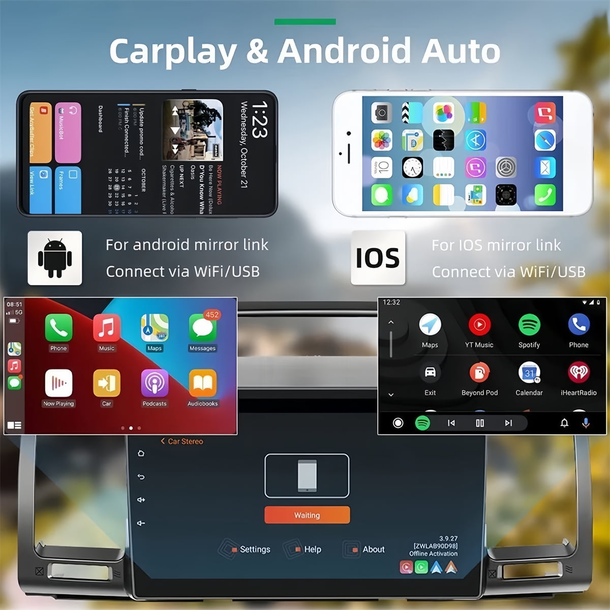 Toyota Android Head Unit IKASEFU Android 13 Car Radio for Toyota Camry 2000-2006, 9 Inch Head Unit Car Stereo with IPS HD Touch Screen, Wireless CarPlay Android Auto, GPS, WiFi, Backup Camera, SWC, 4+64GB