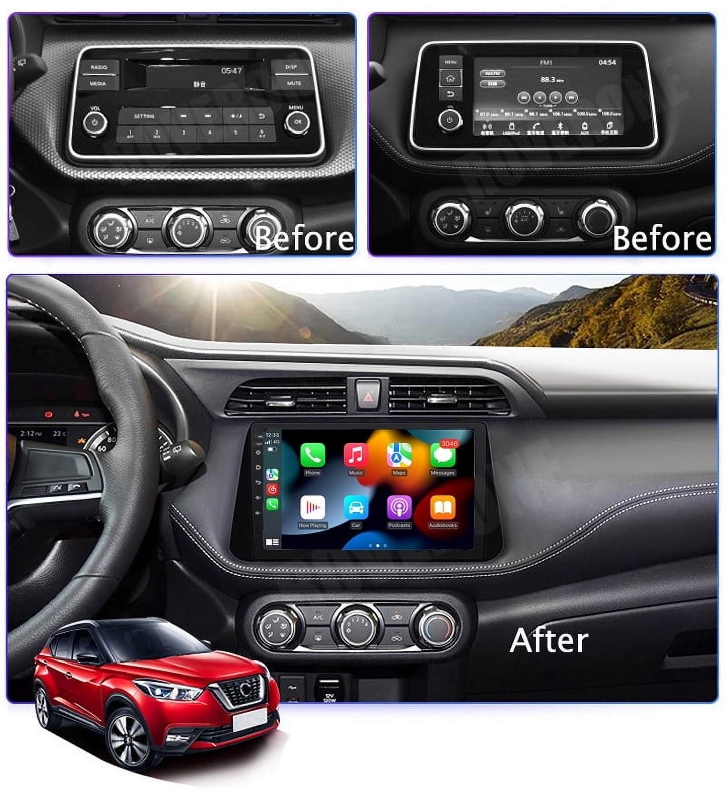 RoverOne Car Stereo with CarPlay and Android Auto for Nissan Kicks P15 2017-2021