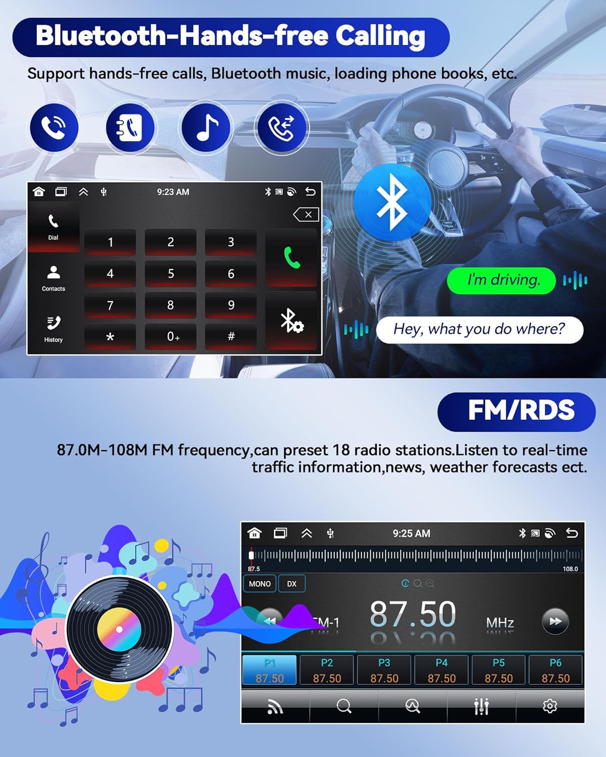 CAMECHO 9'' Touchscreen Car Radio for Hyundai Veloster 2011-2015 Head Unit with Carplay Android Auto, 2+64G Android 13 with Bluetooth 5.0, GPS Navigation, WiFi, FM/RDS + Backup Camera & Microphone