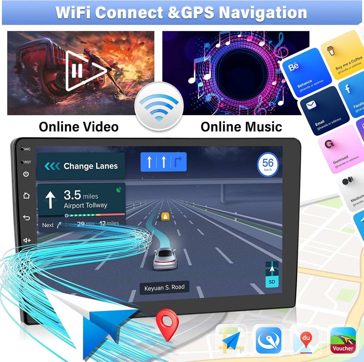 4+64G Android 13 Car Radio for Hyundai Santa Fe 2006-2012, 9'' HD 1280 * 720 Touchscreen Bluetooth Car Stereo with Wireless CarPlay Android Auto Mirror Link GPS Navi,WiFi,32EQ DSP,SWC+Camera&Mic