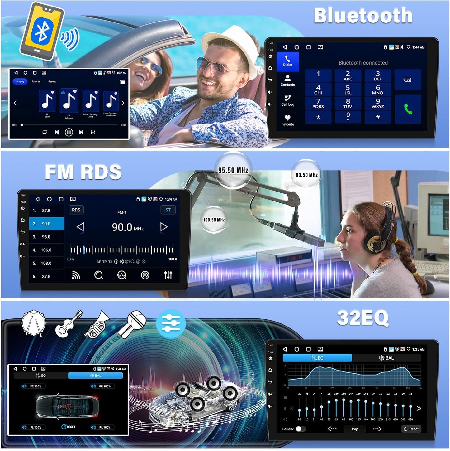 4+64G Android 13 Car Radio for Hyundai Santa Fe 2006-2012, 9'' HD 1280 * 720 Touchscreen Bluetooth Car Stereo with Wireless CarPlay Android Auto Mirror Link GPS Navi,WiFi,32EQ DSP,SWC+Camera&Mic