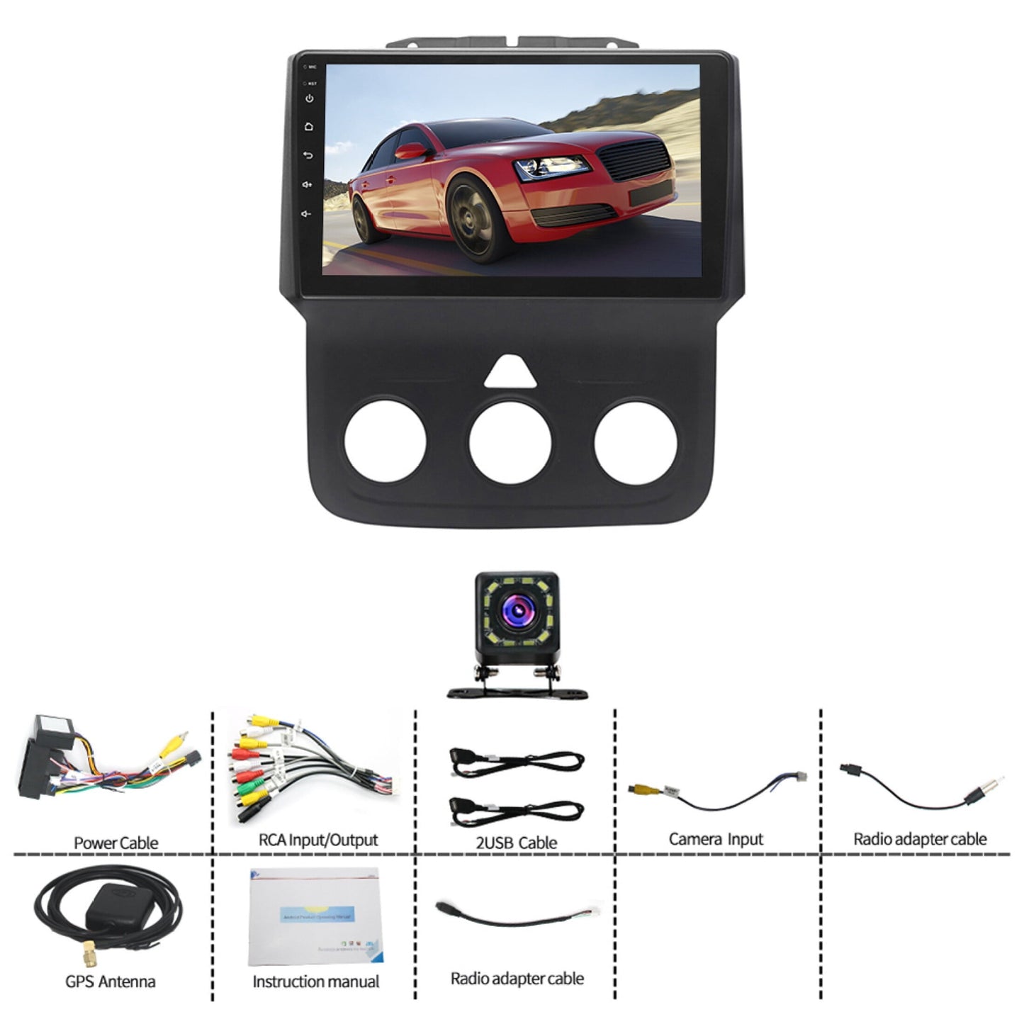 Zcargel Car Radio Stereo for 2013-2019 Dodge Ram 1500 2500 3500 Android 13.0 Head Unit 9" Touch Screen Carplay Andriod Auto DSP IPS Bluetooth GPS Navigation(2+32GB)