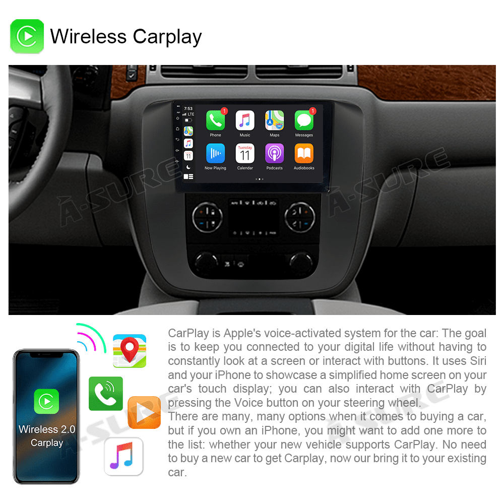 32GB Android 12 CarPlay Radio Stereo for Sierra Yukon Chevrolet Tahoe 2007-2013 Navi GPS