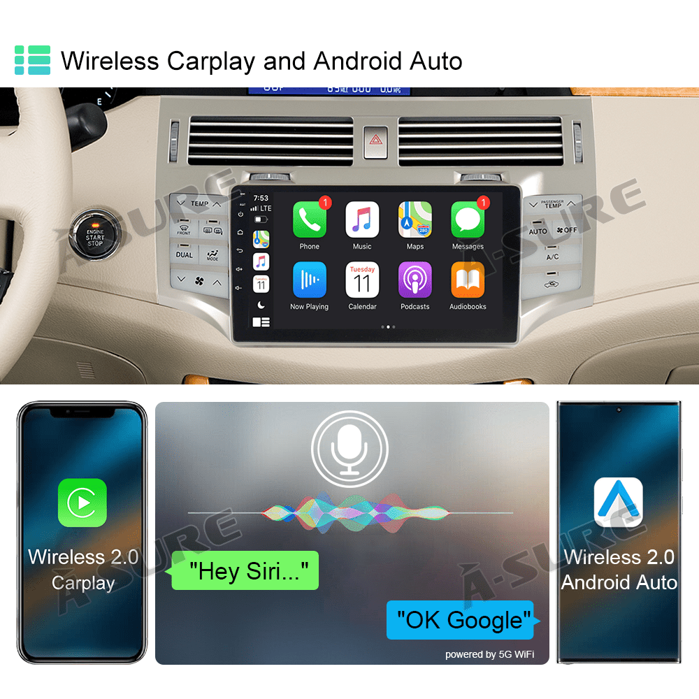 Toyota Android Head Unit 9" Android 13 Car Radio Stereo for Toyota Avalon 2005-2010 Support Wireless CarPlay Android Auto GPS WiFi Bluetooth DSP SWC