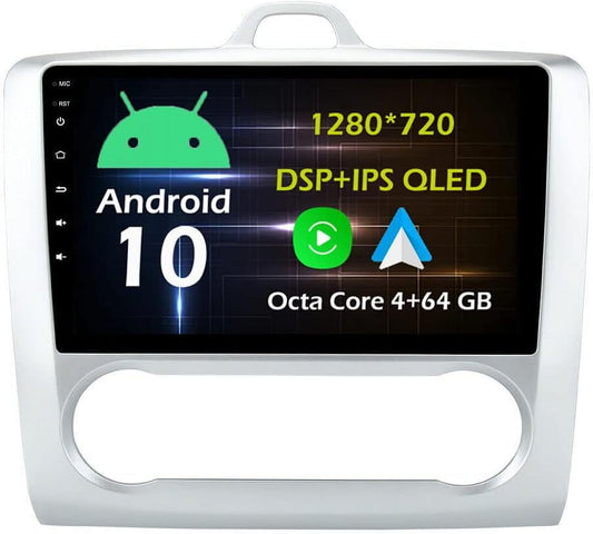 9'' 4+64GB Android 10 in Dash Car Stereo Radio Fit for Ford C2 MK2 2004 05 06 07 08 09 10 11 Auto AC GPS Navigation Head Unit Carplay Android Auto DSP 4G WIFI Bluetooth