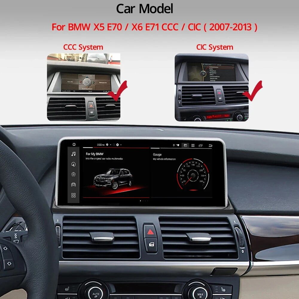 BMW 10.25'' Android 12 Carplay Radio For BMW X5 E70 X6 E71 2008-2013 CCC CIC Head Unit Display Screen Multimedia Player