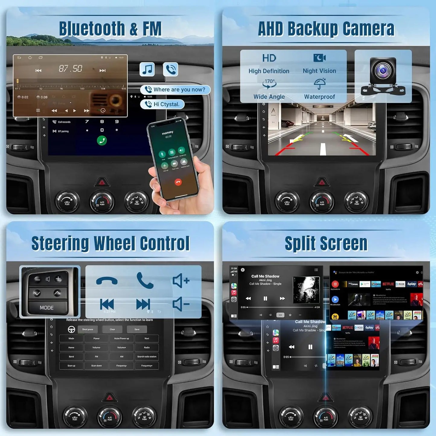 New 9 Inch Wireless Car Radio for Dodge Ram 2013-2018 1500 2500 3500 Touch Screen Car Stereo with Backup Camera GPS (Manual AC)