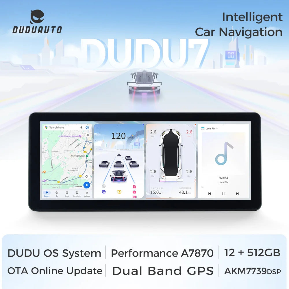DUDUAUTO DUDU7 A7870 12.3-inch Universal Car Radio DVD Player Android 13 Wireless Carplay Navigation GPS Intelligent Systems