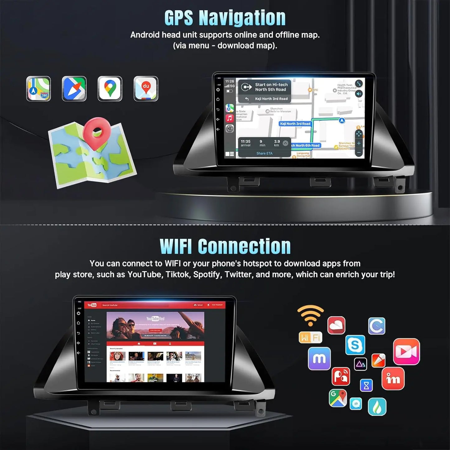10.1" Wireless Car Stereo for Honda Odyssey 2005-2010 CarPlay Android Auto HD Touchscreen Car Radio with Rear Camera GPS WIFI FM